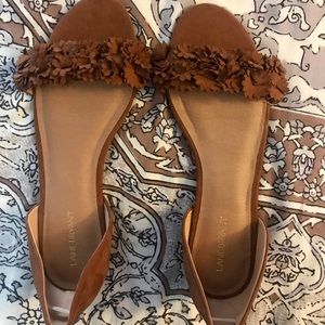 LB Brown Ruffle Slip On Sandal